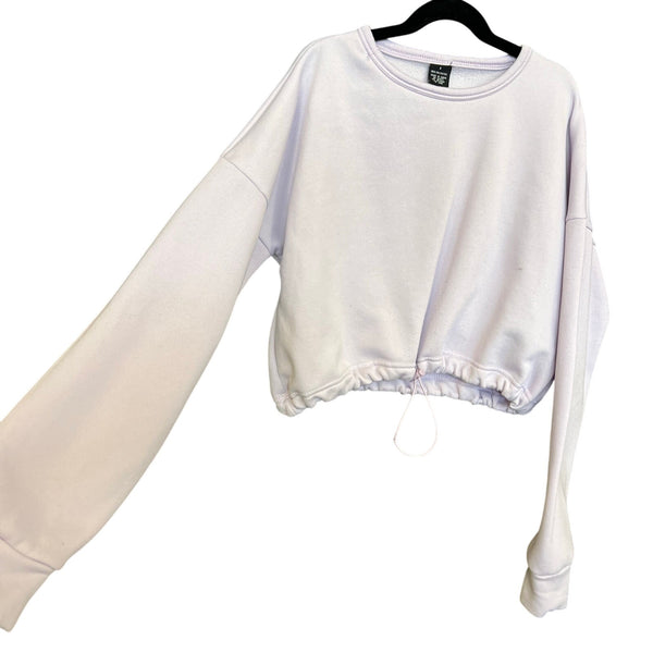 Light Purple Drawstring Cropped Lightweight Sweatshirt Small