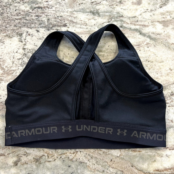 Under Armour Women's Black Mid Crossback Sports Bra Size Large