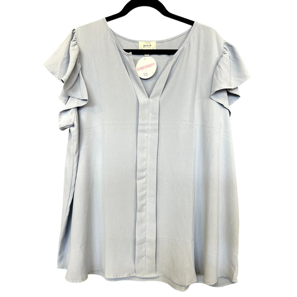 NWT Perch Light Blue Ruffle Sleeve Blouse Plus Size 2XL
