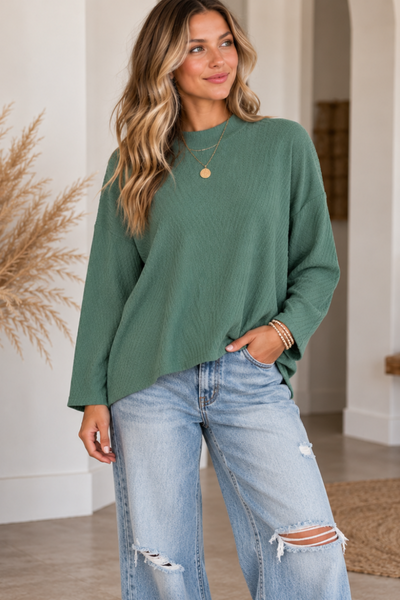 Off the Clock Ribbed Sweater - Ash Jade