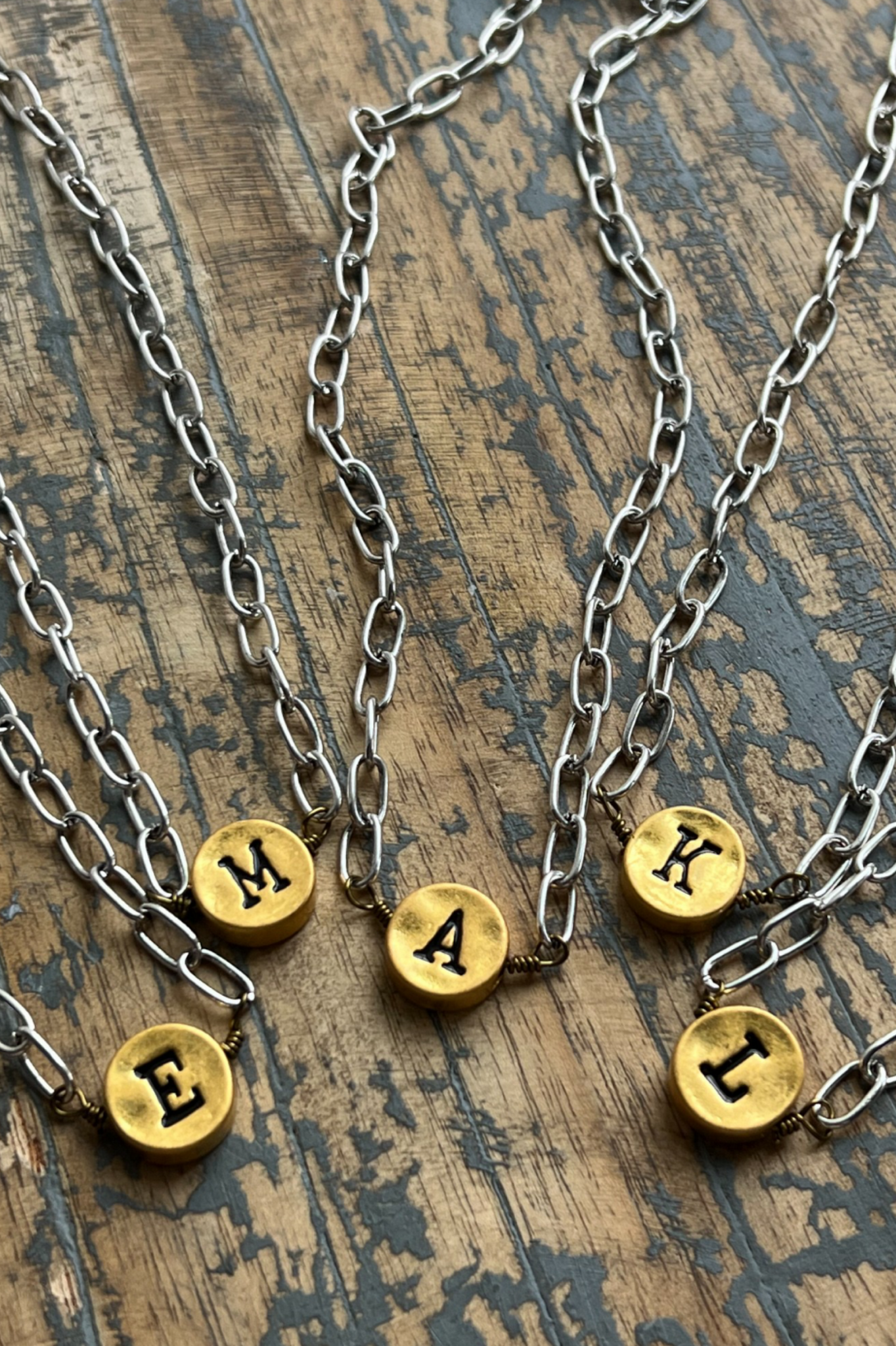 Two Tone Chain Initial Necklace