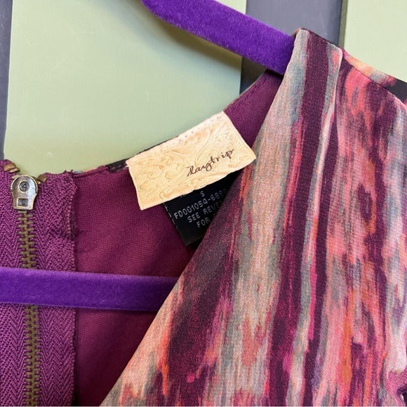 BKE Daytrip Plum Ruffle Sleeve Tie Waist V-Neck Mini Dress Small