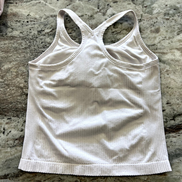 Women's White Ribbed Athletic Tank Size Medium