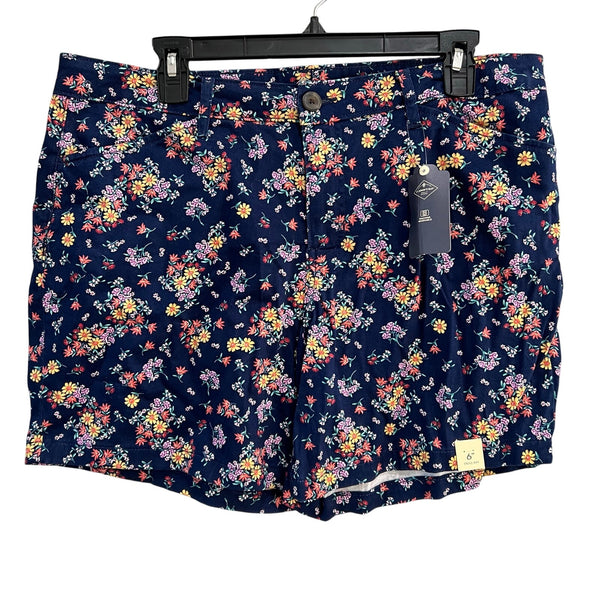 NWT St. John's Bay Navy Floral Chino Shorts Size 14 Petite