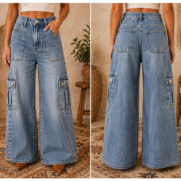 Vervet Wide Leg Cargo Jeans Size 28