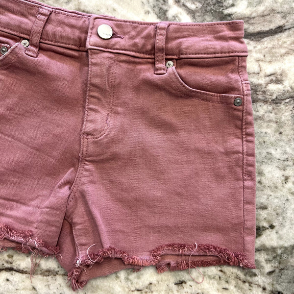 Tractr Girls Brittany Fray Hem Cut Off Denim Maroon Shorts Size 8