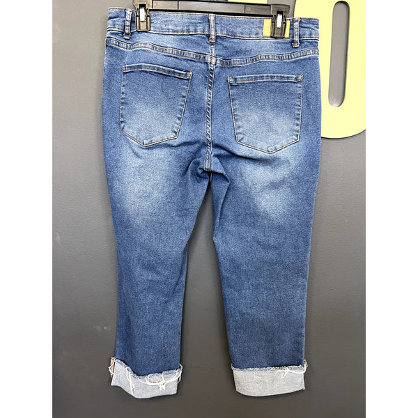 Tahari Olivia Mid Rise Slim Straight Jeans Size 12