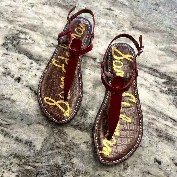 NEW Sam Edelman Gigi Red Leather Sandals Women's Size 7.5