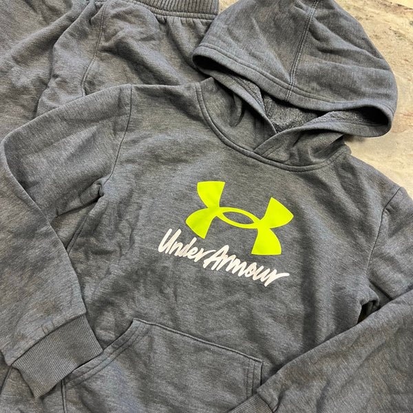 Under Armour Boys Gray Fleece Hoodie + Jogger Set Size 7