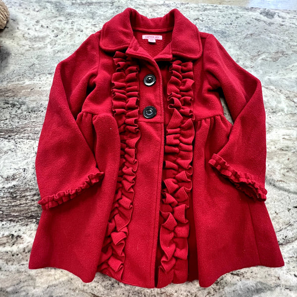 Copper Key Girls Red Ruffle Peacoat Size 4/5
