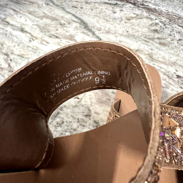 Yellowbox Witley Wedge Brown Embellished Sandals Size 9.5
