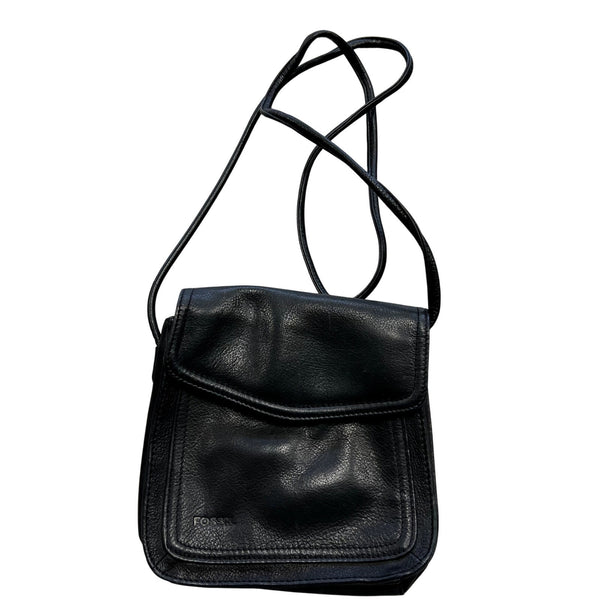 Fossil Black Leather Crossbody Bag