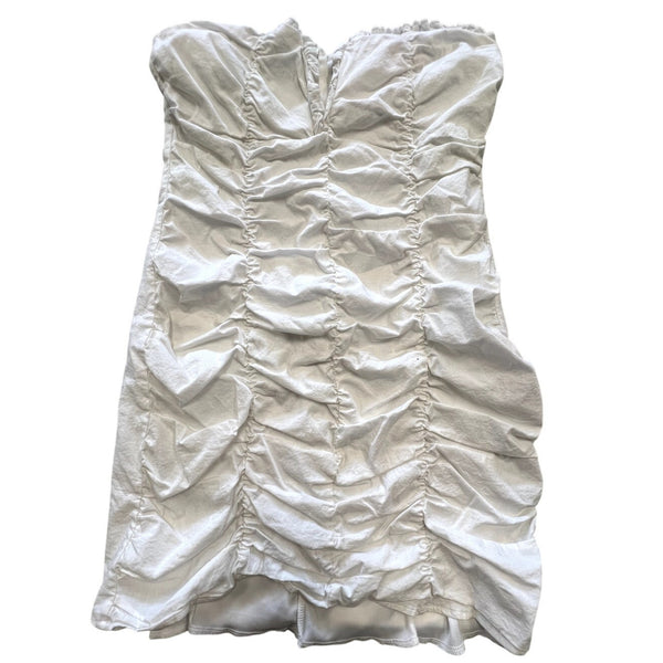 Blue Blush White Ruched Sleeveless Bodycon Dress Medium