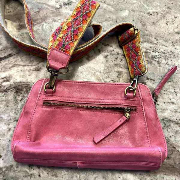 Joy Susan Pink Leather Gigi Crossbody Bag Wristlet