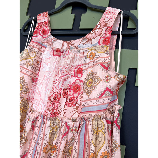 Davi & Dani Boutique Light Blush Floral Tiered Midi Dress Size Medium