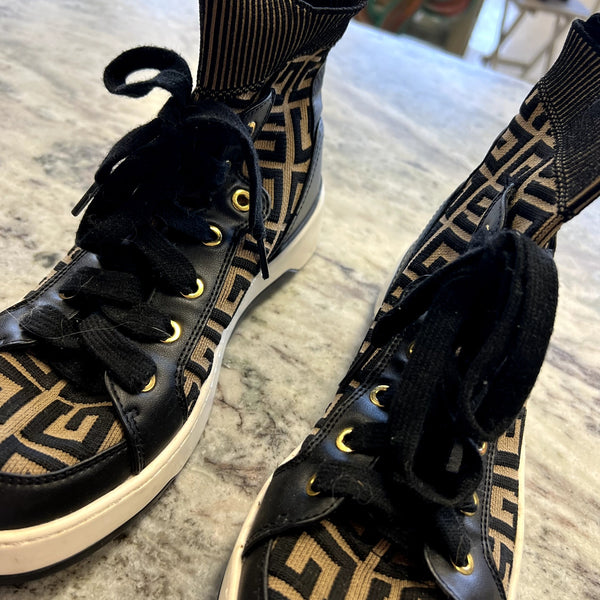 Guess Manney Logo Knit High Top Sneakers Women's Size 7.5