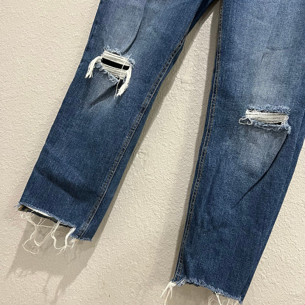 Old Navy Extra High Rise Straight Leg Distressed Button Fly Jeans Size 12