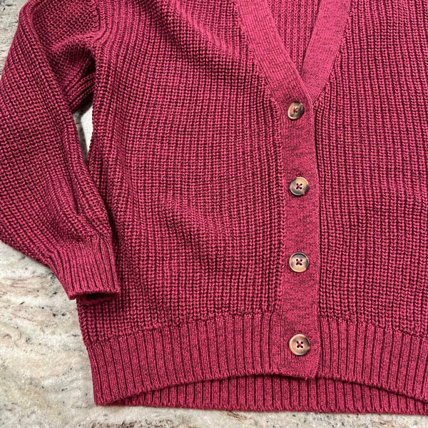 Old Navy Girls Maroon Button Front Thick Knit Cardigan Size Medium (8)