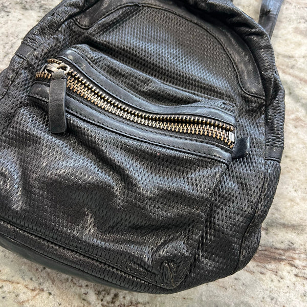 Frye Lena Black Perforated Leather Backpack