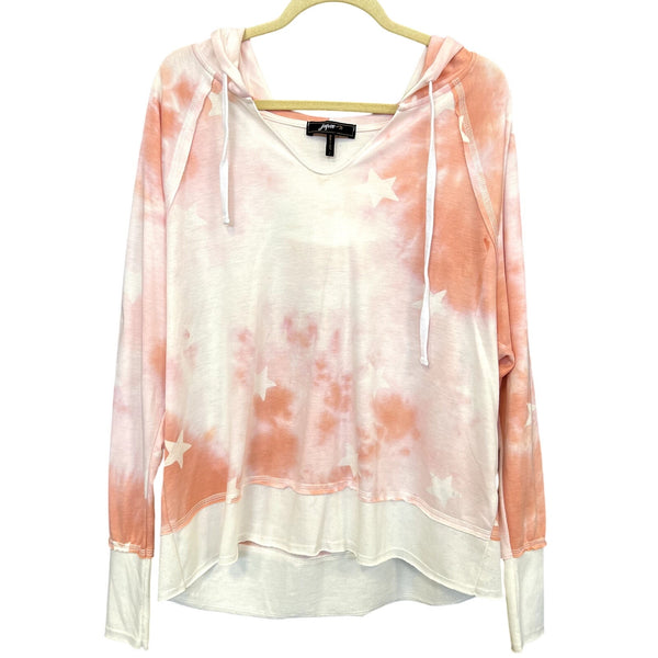 Jupee Lightweight Blush Tie Dye Hooded Star Print Pullover Size Large