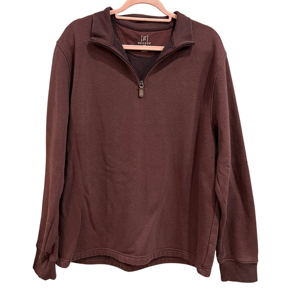 George Quarter Zip Maroon Fleece Pullover Men's Large