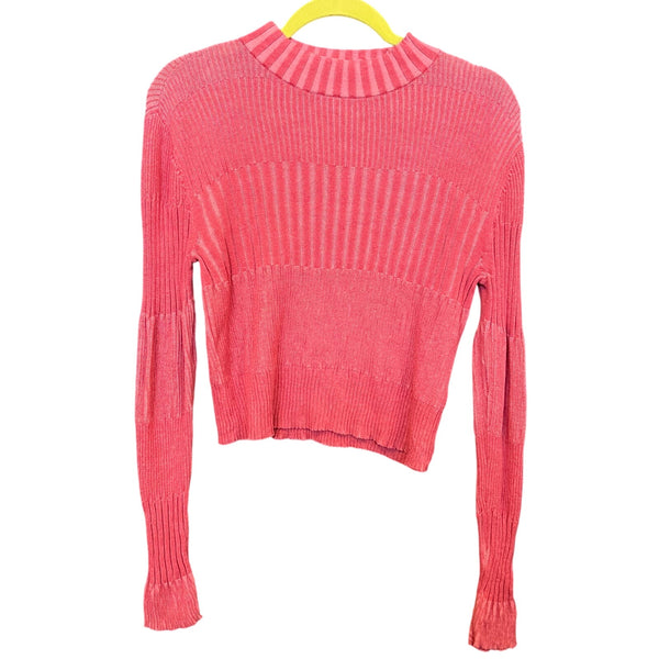 American Eagle Mauve Ribbed Fitted Crew Neck Sweater Large