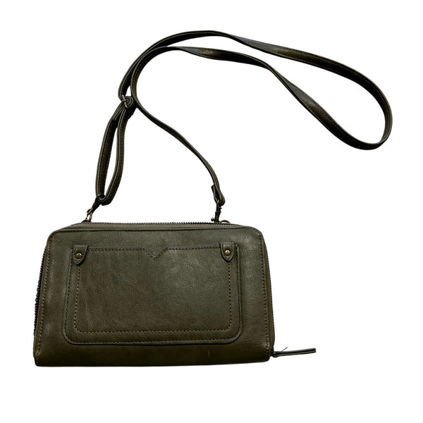 Olive Green Faux Leather Crossbody Clutch