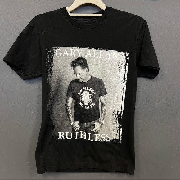 Gary Allan Ruthlesss Concert Tour Short Sleeve Black Graphic Top Size Small