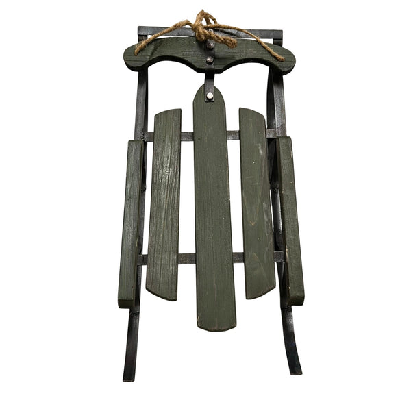 Olive Green Wooden Sled Holiday Decor
