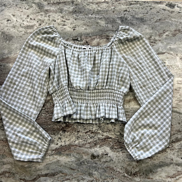 Freshman Sage + White Bohemian Blouse Size Medium