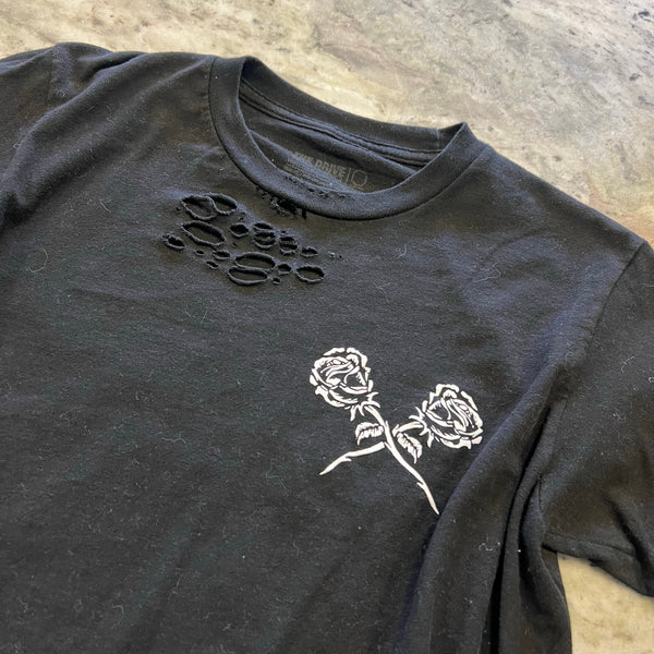 The Drive Clothing Skeleton Black Distressed Crop Top Small