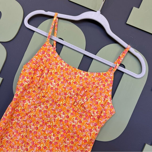 Wild Fable Orange Floral Strappy Summer Mini Dress Small