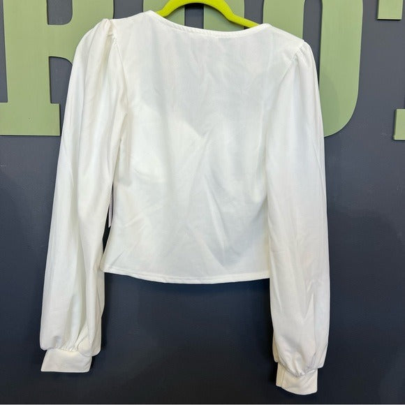 NWT Timing Bustier White Bubble Sleeve Blouse Medium