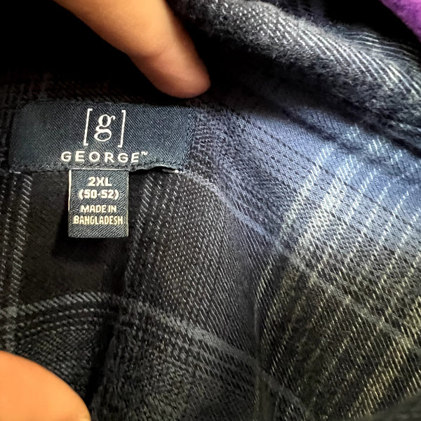 George Navy Blue Plaid Flannel 2XL