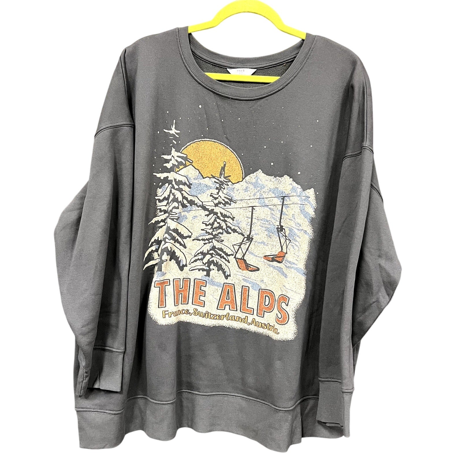 Time and Tru "The Alps" Ski Graphic Sweatshirt XXL