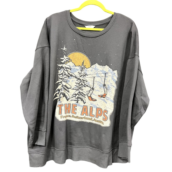 Time and Tru "The Alps" Ski Graphic Sweatshirt XXL