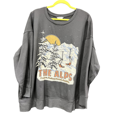 Time and Tru "The Alps" Ski Graphic Sweatshirt XXL