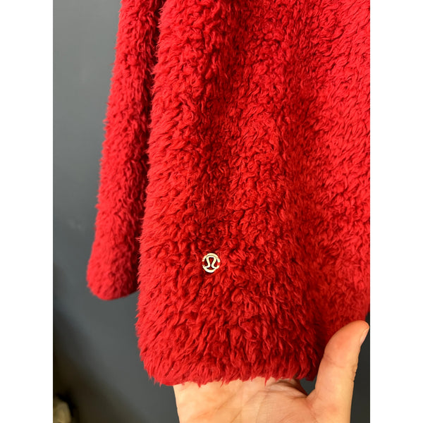Women's Red Fuzzy Full Zip Jacket Size 8