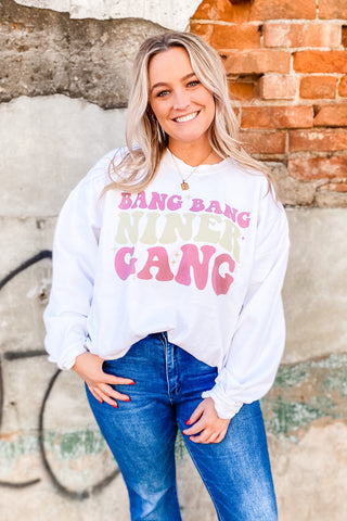 Bang Bang Niner Gang Distressed Sweatshirt