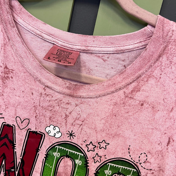 Woo Pig Football Comfort Colors Red Tie Dye Graphic Tee Large