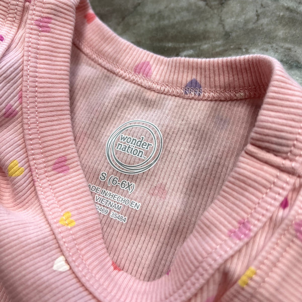 Wonder Nation Girls Pink Ribbed Heart Tank Top Small