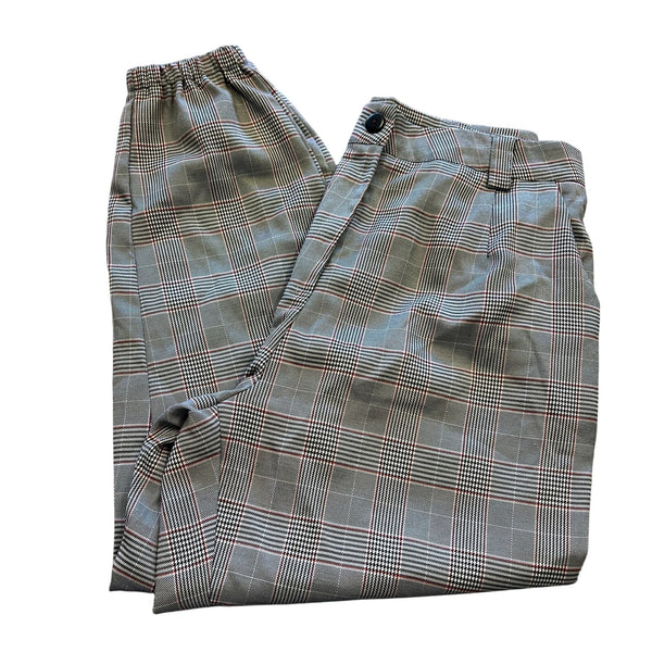 Women's Red + Gray Plaid Striped Dress Pant Joggers 0XL