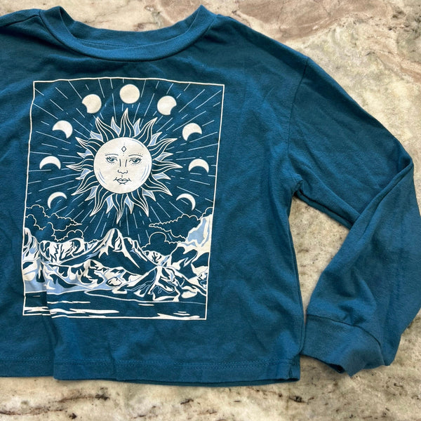 Girls Long Sleeve Teal Elements of Earth Graphic Tee Size XS