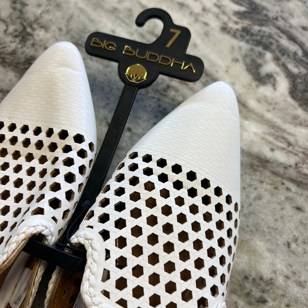 NWT Big Buddha White Woven Mule Pointed Toe Sandal Size 7