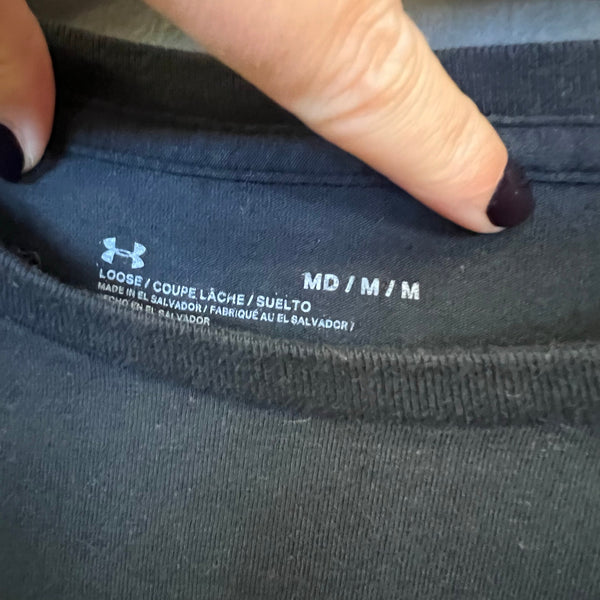 Under Armour Black + Pink Freedom Loose Fit Graphic Tee Medium