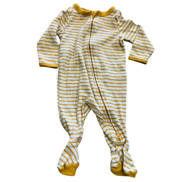 Cat & Jack Mustard Striped Full Zip One Piece Size 0-3 Mo