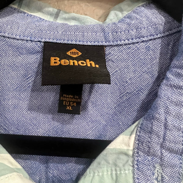Bench Men's Light Teal Long Sleeve Button Down Plaid Top XL