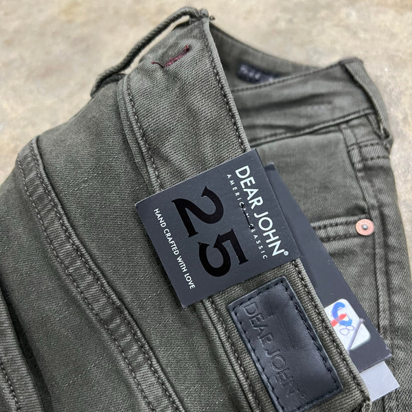 NWT Dear John Gisele High Waist Skinny Jeans Olive Green Size 25