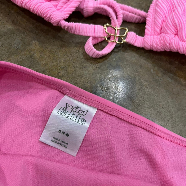Wild Fable Light Pink Butterfly Detail Bikini Set Small