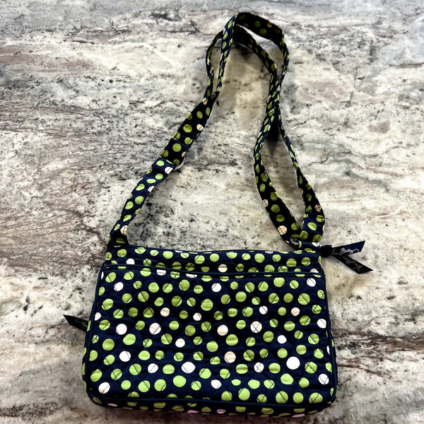 Vera Bradley Little Hipster Crossbody Bag Lucky Dots Navy + Green w Card Holder